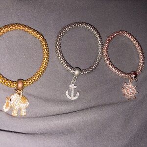 Vintage Gold, Rose Gold, and Silver Charm Bracelets